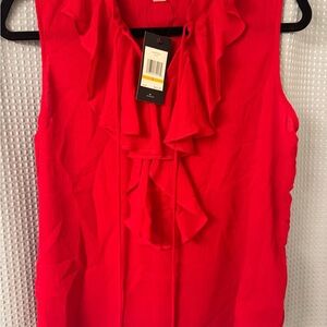 Tommy Hilfiger Red Sleeveless Ruffle Top
